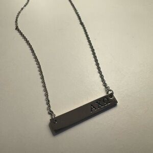 AXΩ Engraved Bar Necklace